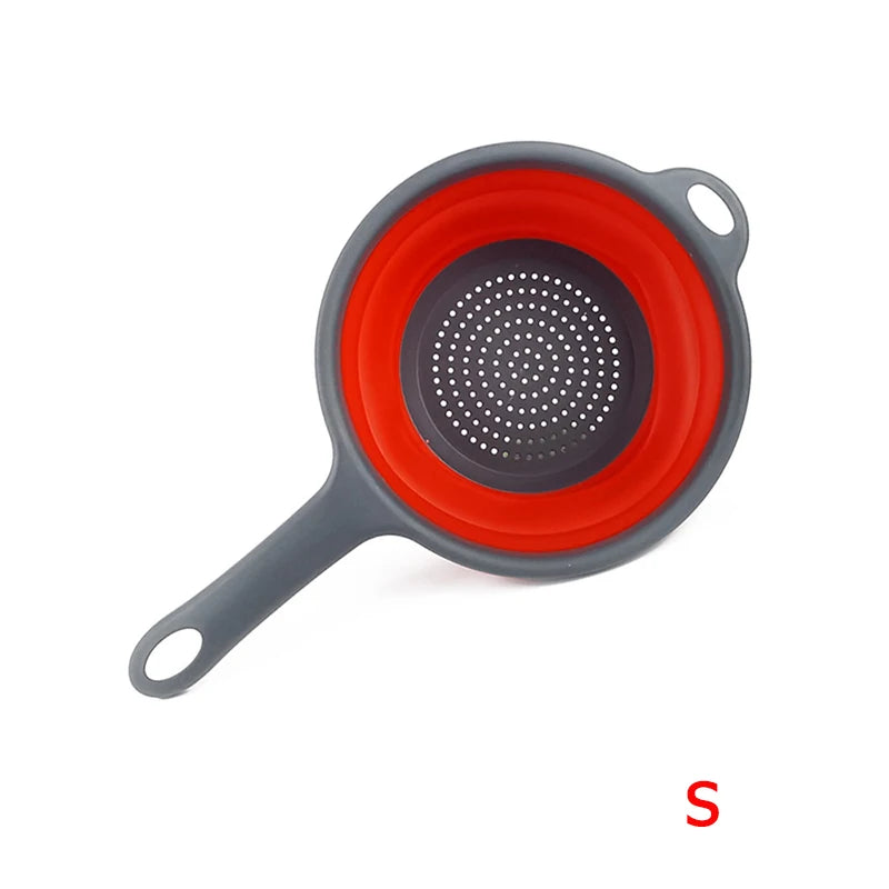 LMETJMA Colador plegable de silicona con mango, escurridor de cocina plegable para pasta, verduras, frutas JT111