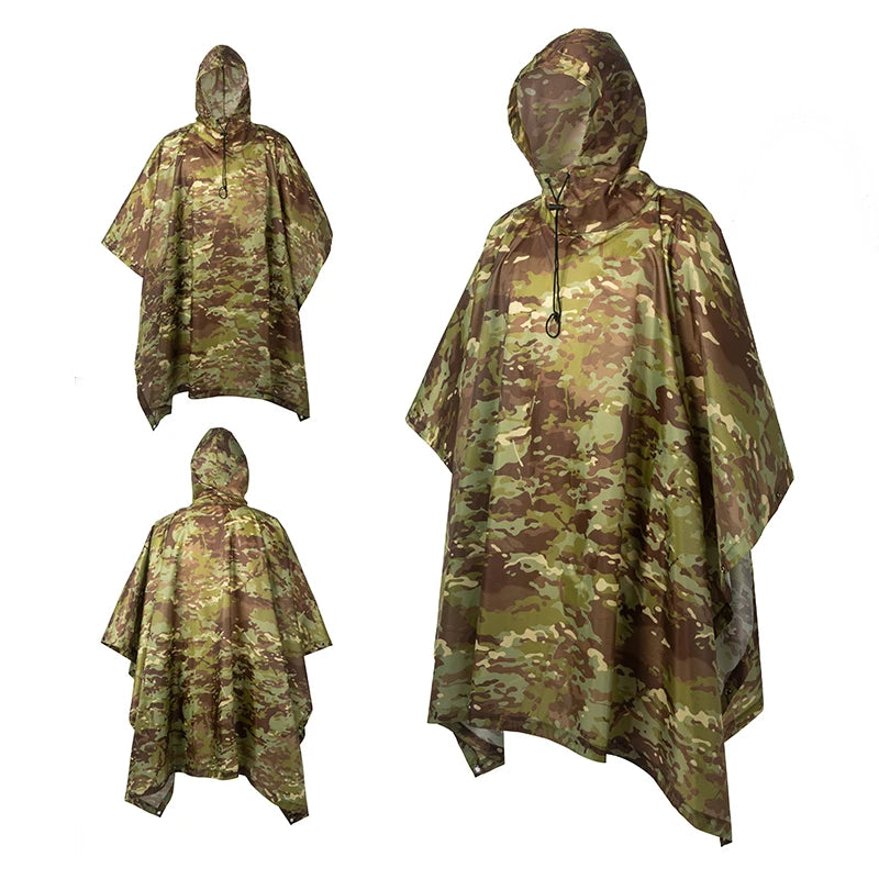 Poncho de Camouflage respirant pour l'extérieur, imperméable tactique de Jungle, observation des oiseaux, randonnée, chasse, combinaison Ghillie, équipement de pluie de voyage