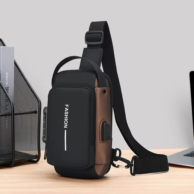 Men's Stylish Sling Bag – Durable Oxford Fabric, Shoulder Chest Bag with Phone Pocket, Closure