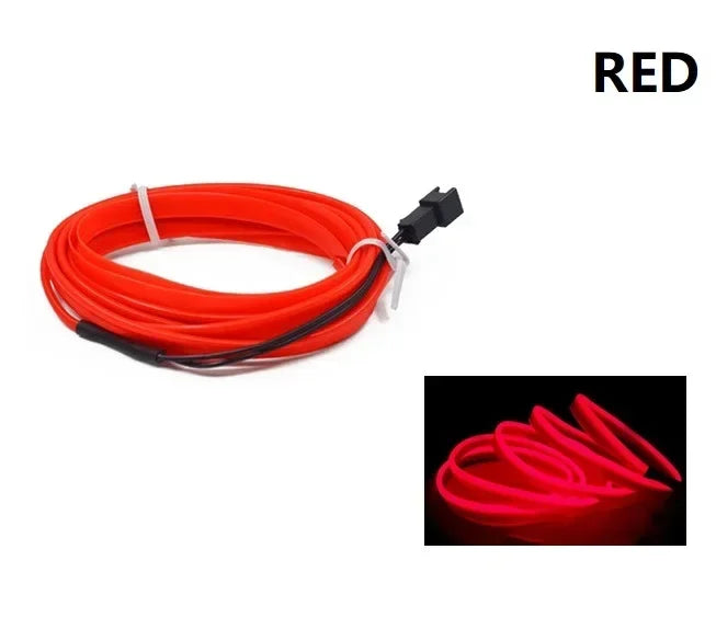 Lámpara LED decorativa para interior de coche, 1M/3M/5M, cableado EL, tira de neón para bricolaje automotriz, luz ambiental flexible, diodo de ambiente de fiesta