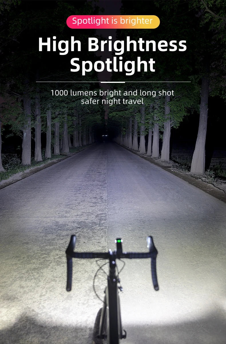 OFFBONDAGE Vélo Lumière 1000Lumen Vélo Phare Banque de Puissance Lampe de Poche Guidon USB Charge VTT Route Point culminant