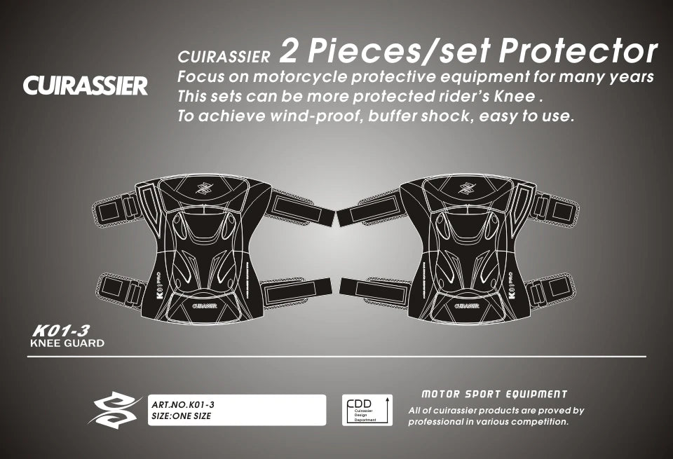 Cuirassier-Genouillères de protection pour motocross, genouillères de moto, protection MX, coussinets de course de coulée de nuit Équipement de moto avec coque renforcée et haute visibilité pour une conduite nocturne