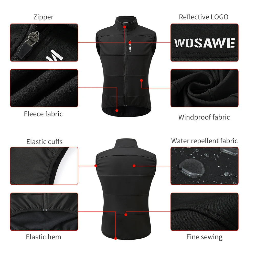 Gilet de cyclisme hiver thermique polaire sans manches — chaud, automne, vélo