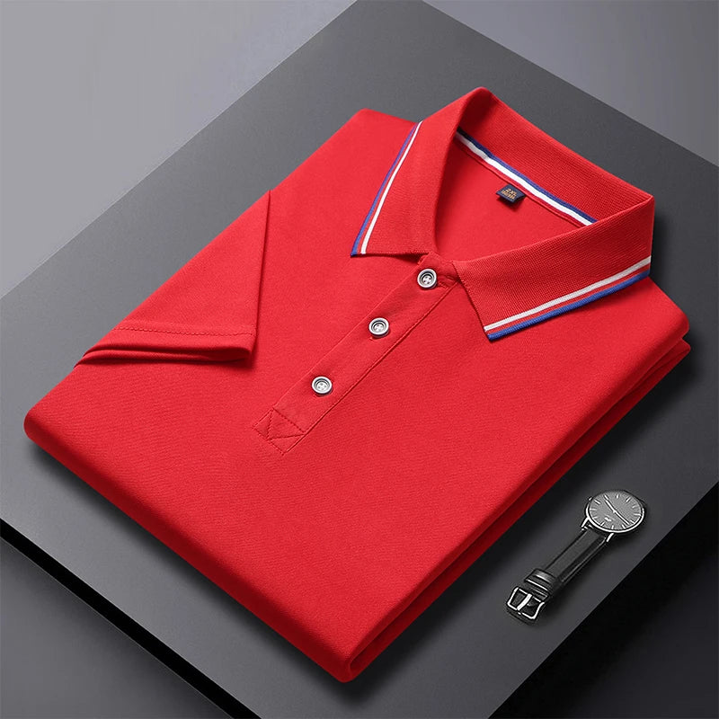 Polo de negocios de manga corta para hombre, top con cuello polo, camiseta casual, documento sólido, verano, 2024, 2024