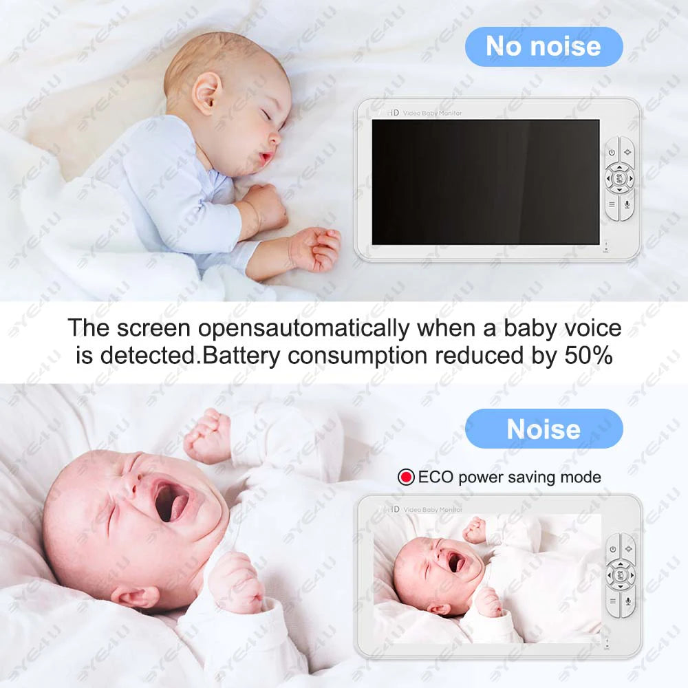Moniteur vidéo pour bébé de 5 pouces, avec caméra, Zoom PTZ, Protection de sécurité, caméras de Surveillance, capteur de température, berceuse