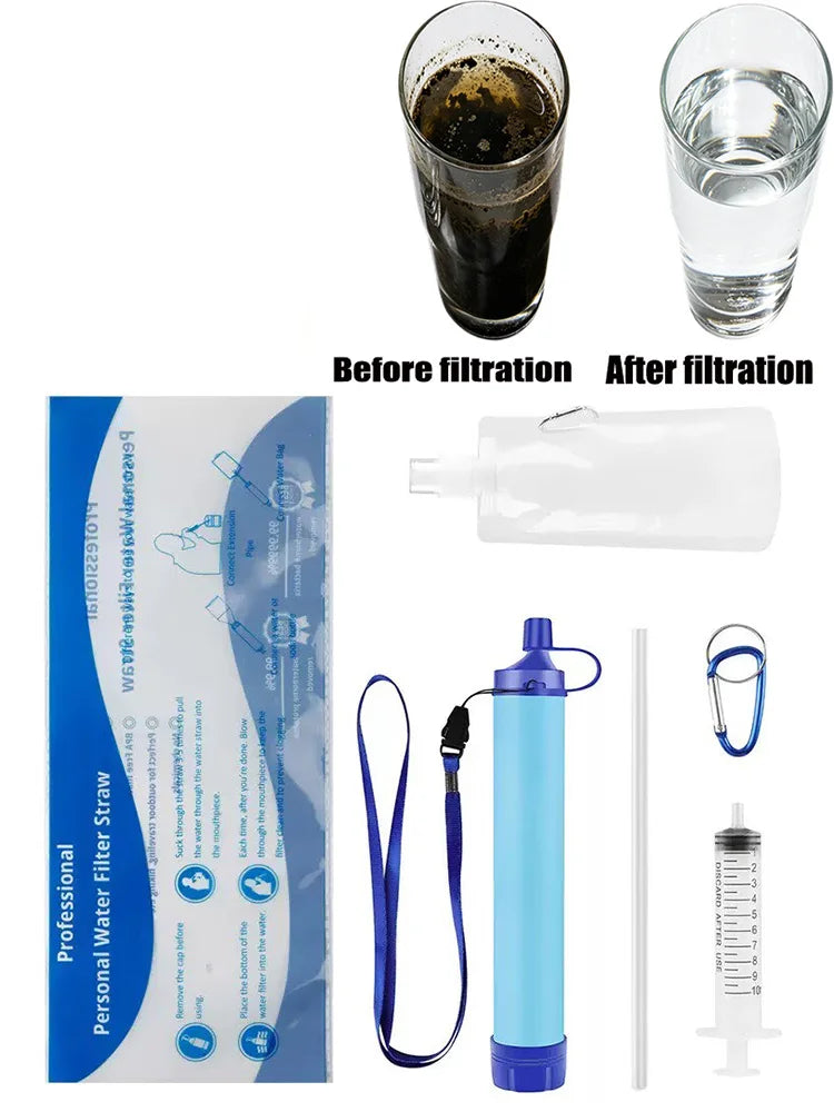 Filtre à eau extérieur 1 pièce, système de Filtration d'eau en paille personnel, purificateur d'eau de survie d'urgence pour Camping randonnée escalade