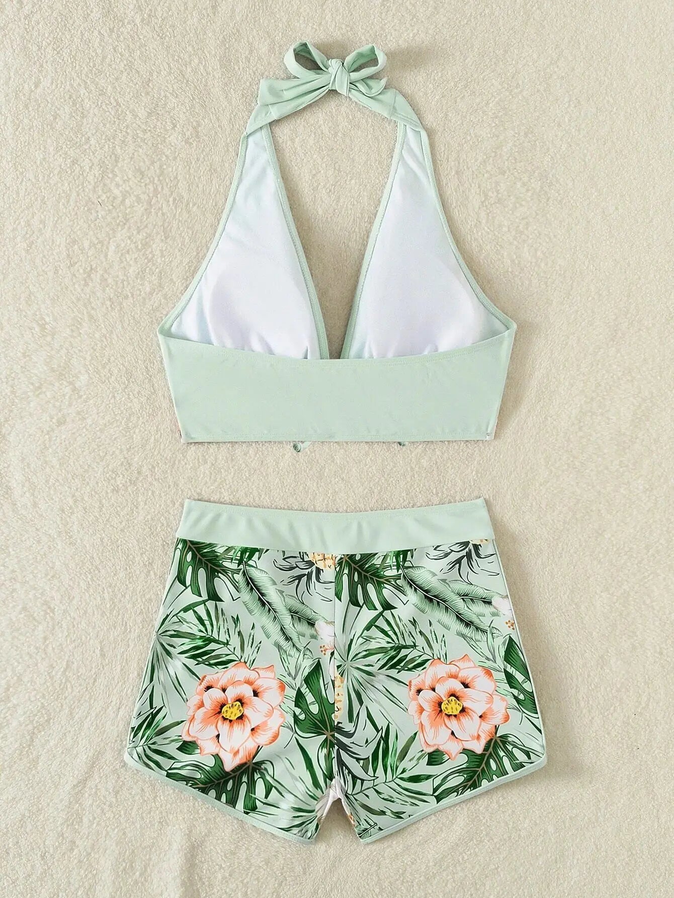 Ensemble de bikini halter 2026, maillot de bain court pour femme, maillot de bain taille haute imprimé, tenue de plage