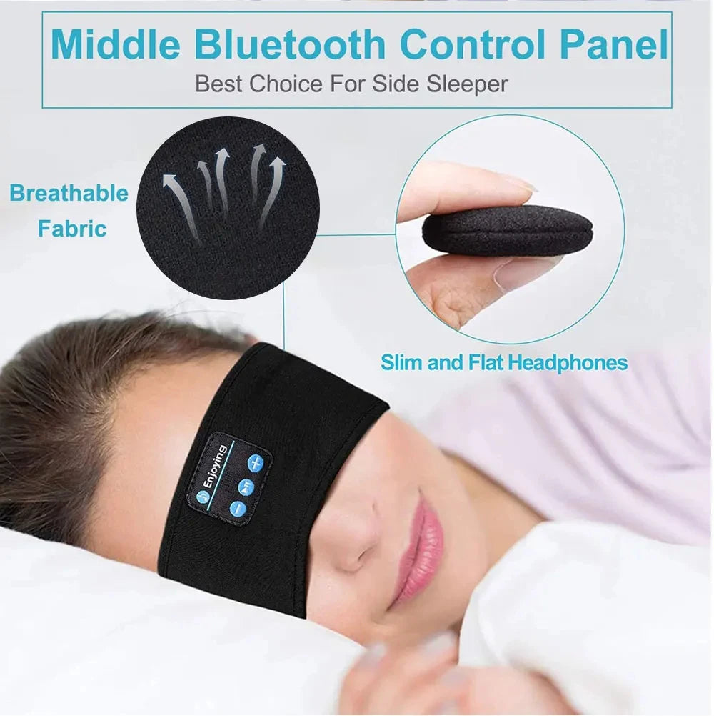 Casque Bluetooth 5.0 bandeau de couchage — écouteurs sport sans fil, masque pour les yeux, musique
