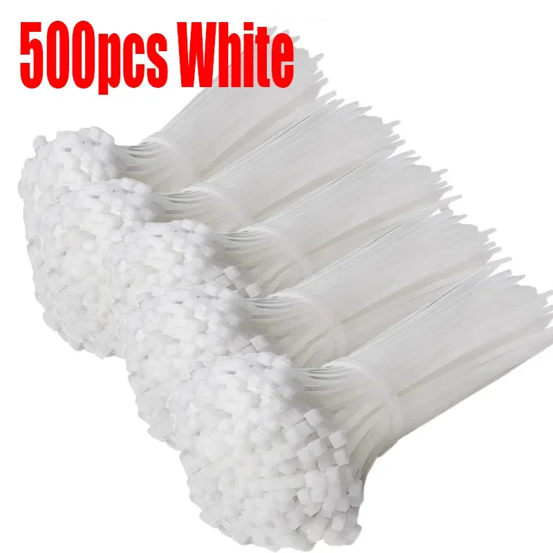 Self-locking Adjustable Nylon Cable Ties, Fastening Buckle, Reusable Plastic Metal Ties for Office and Home