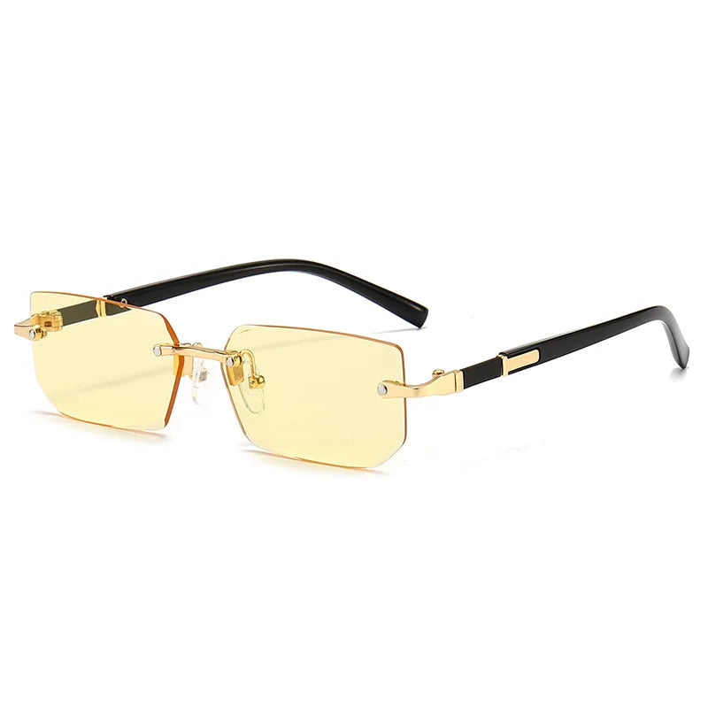 Rimless Rectangular Sunglasses for Men and Women, Popular Shades, Small Square Sunglasses, Summer Travel Fashion
