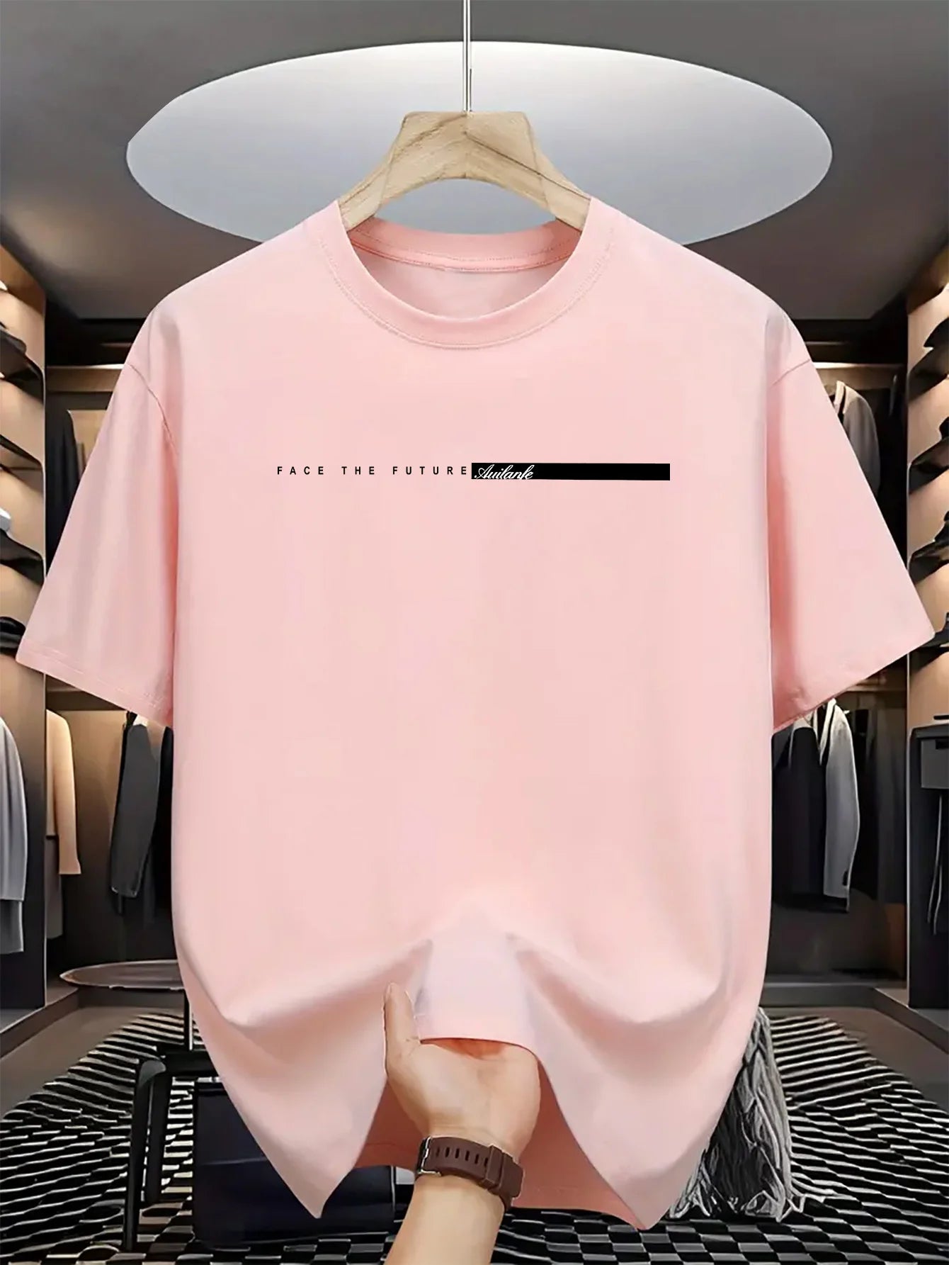 Men's Short Sleeve Round Neck T-Shirt, Casual Loose Top, Large Letter Print, High Street Style, Unisex, Summer, 100% Cotton