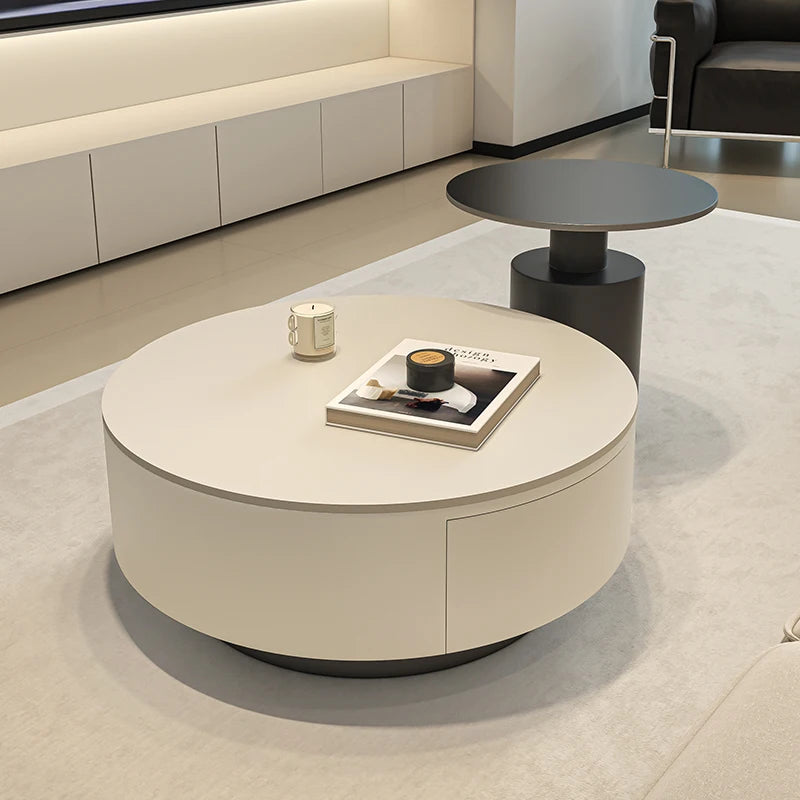 Table basse ronde de salon en acrylique minimaliste — pour filles, restaurant, livres