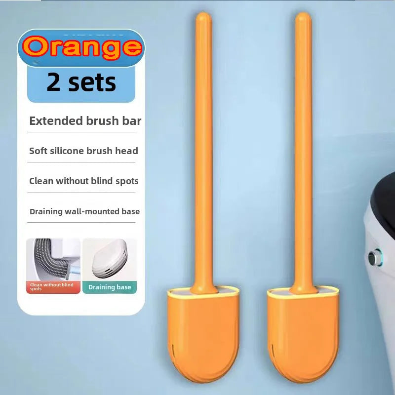Nettoyeur de brosse de toilette suspendu en Silicone, avec manche Long, nettoyeur Flexible, brosse de salle de bain, support à séchage rapide, accessoires de salle de bains