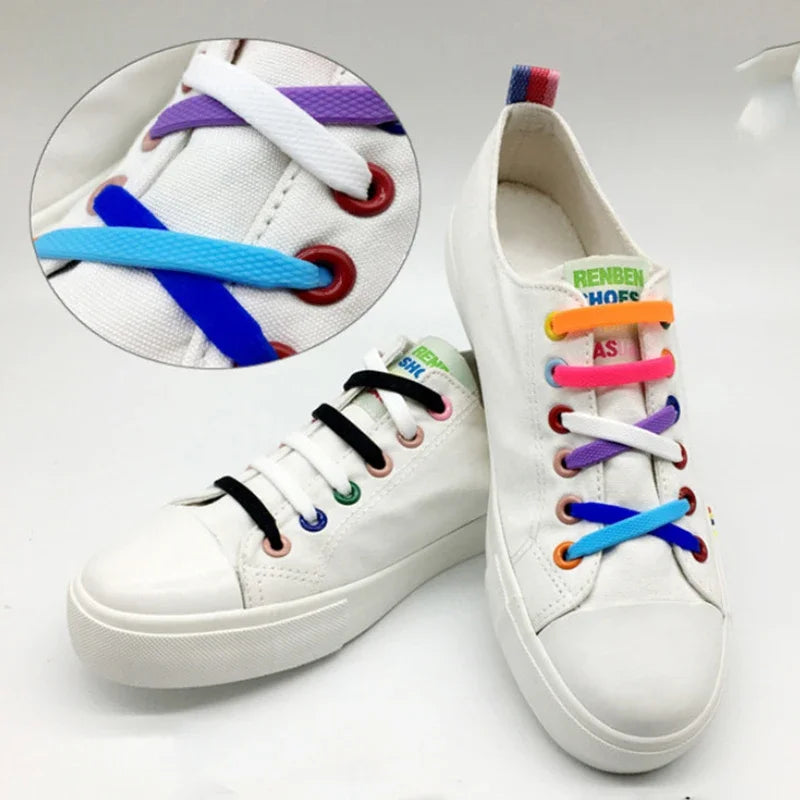 16 piezas perezoso cordón de silicona cordón elástico rápido mujeres hombres sin lazo niños adultos zapatillas cordones hebilla zapatos accesorios