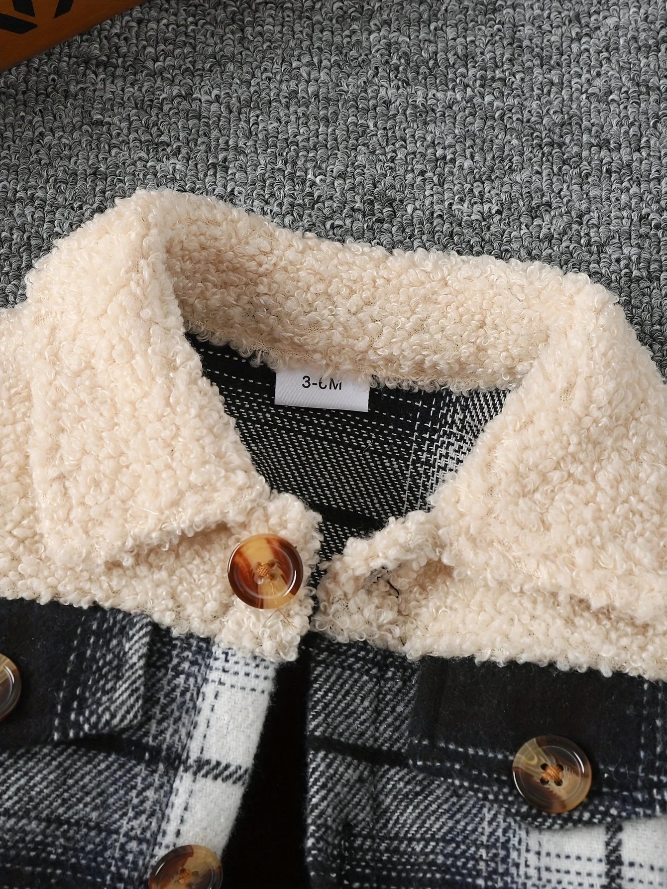 Veste en peluche patchwork à carreaux à manches longues pour bébé garçon, à la mode et simple, pour l'automne et l'hiver