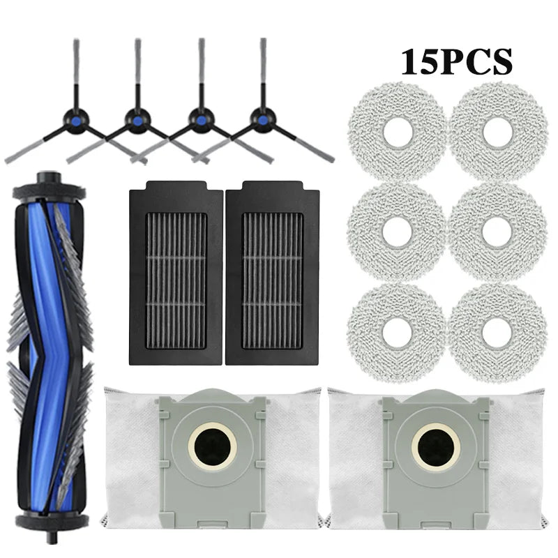 Accessoires pour aspirateur robot T50 PRO OMNI — brosses latérales, vadrouilles, filtres HEPA, sacs à poussière
