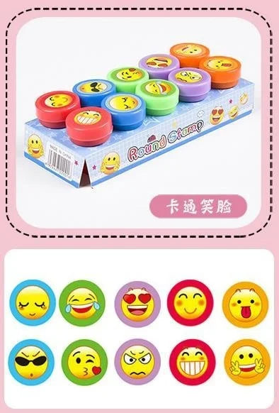 Assortiment de timbres auto-encreurs pour enfants, 10 pièces, tampons de jouets pour enfants, sceau de visage Smiley, Scrapbooking, peinture à la main, décor d'album Photo