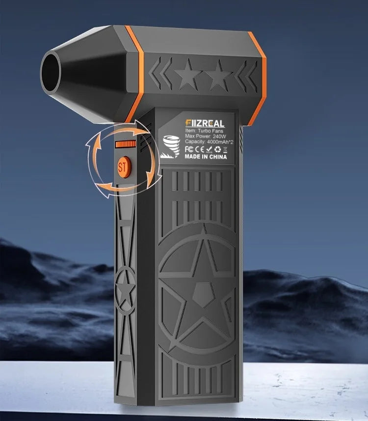 Ventilador Turbo sin escobillas Fiizreal X50 240W de alta velocidad portátil 8000mAh recargable 57 m/s viento tipo tifón carga tipo C ventilador de camping