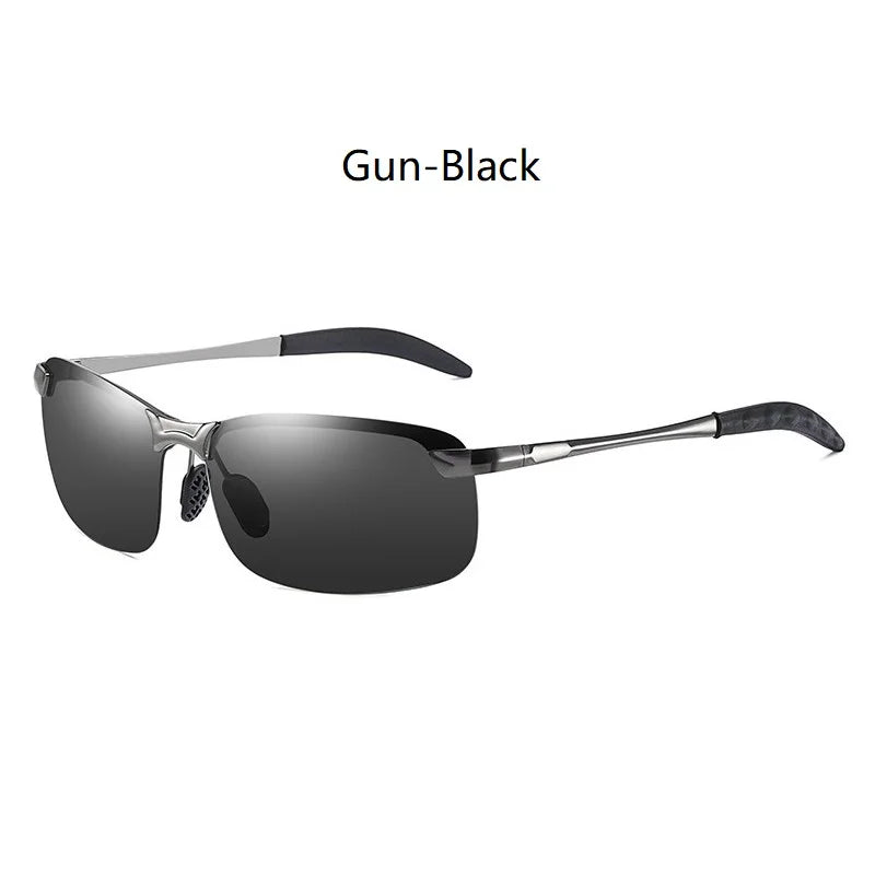 Lunettes de soleil polarisées classiques en métal pour hommes, mode, conduite, pêche, demi-monture, rétro, marque de luxe, lunettes de créateur, UV400
