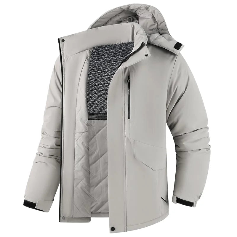 Veste d'hiver épaisse et imperméable pour homme, coupe-vent, chapeau détachable, multi-poches, coupe-vent de travail, Safari