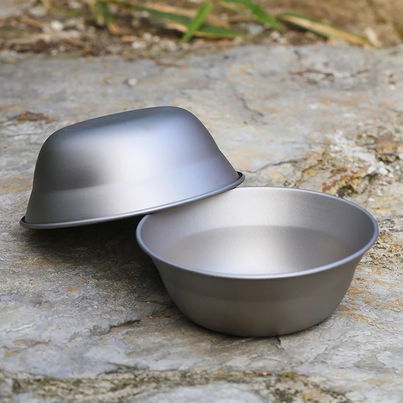 Tiartisan-Filles à repas de camping en titane, assiettes, ustensiles, randonnée en plein air, ultraléger, portable, empilable, plats à salade, ensemble de britware