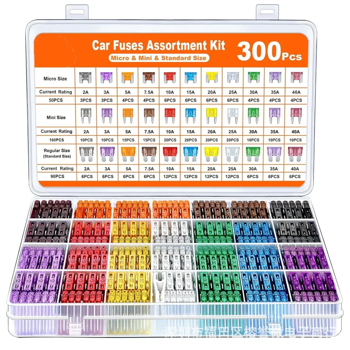 Kit d'assortiment de fusibles à lame de voiture, 300/180/120 pièces, pour camion automobile, moyen et petit fusible mixte pour Circuit de moto avec boîte