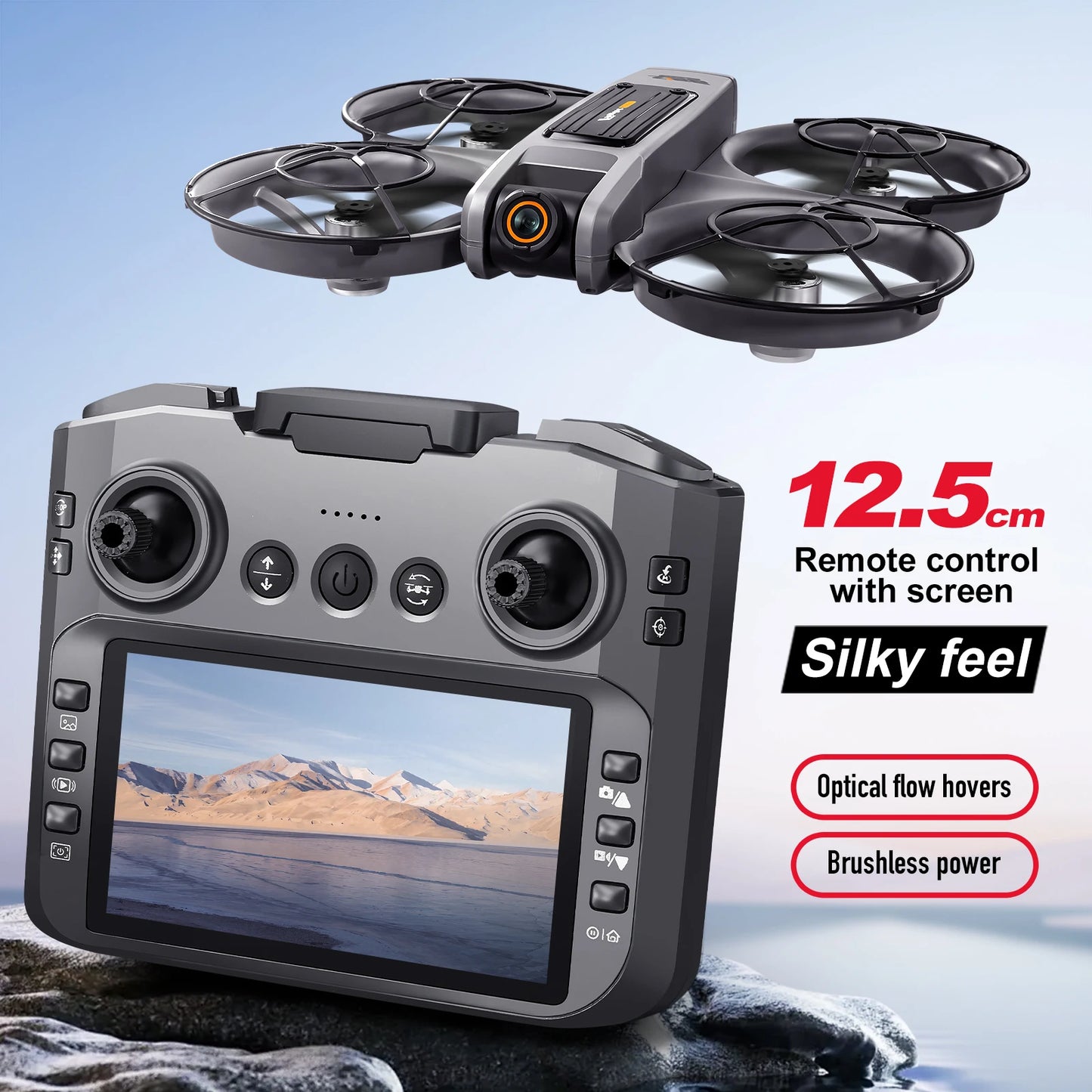 Drone quadricoptère avec caméra professionnelle 8K — WiFi 5G FPV, grand écran 4,5 pouces, télécommande RC