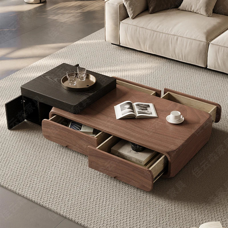 Walnut Small Coffee Table Combination Apartment Living Room Side Tables Household Modern Cream Mesa De Centro Sala Furniture
