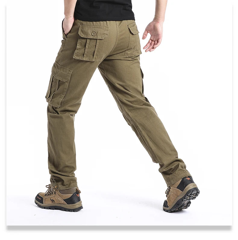 Salopette ample à grande poche pour hommes, pantalon tactique de Jogging pour Sports de plein air, taille élastique, pantalon de travail décontracté en pur coton