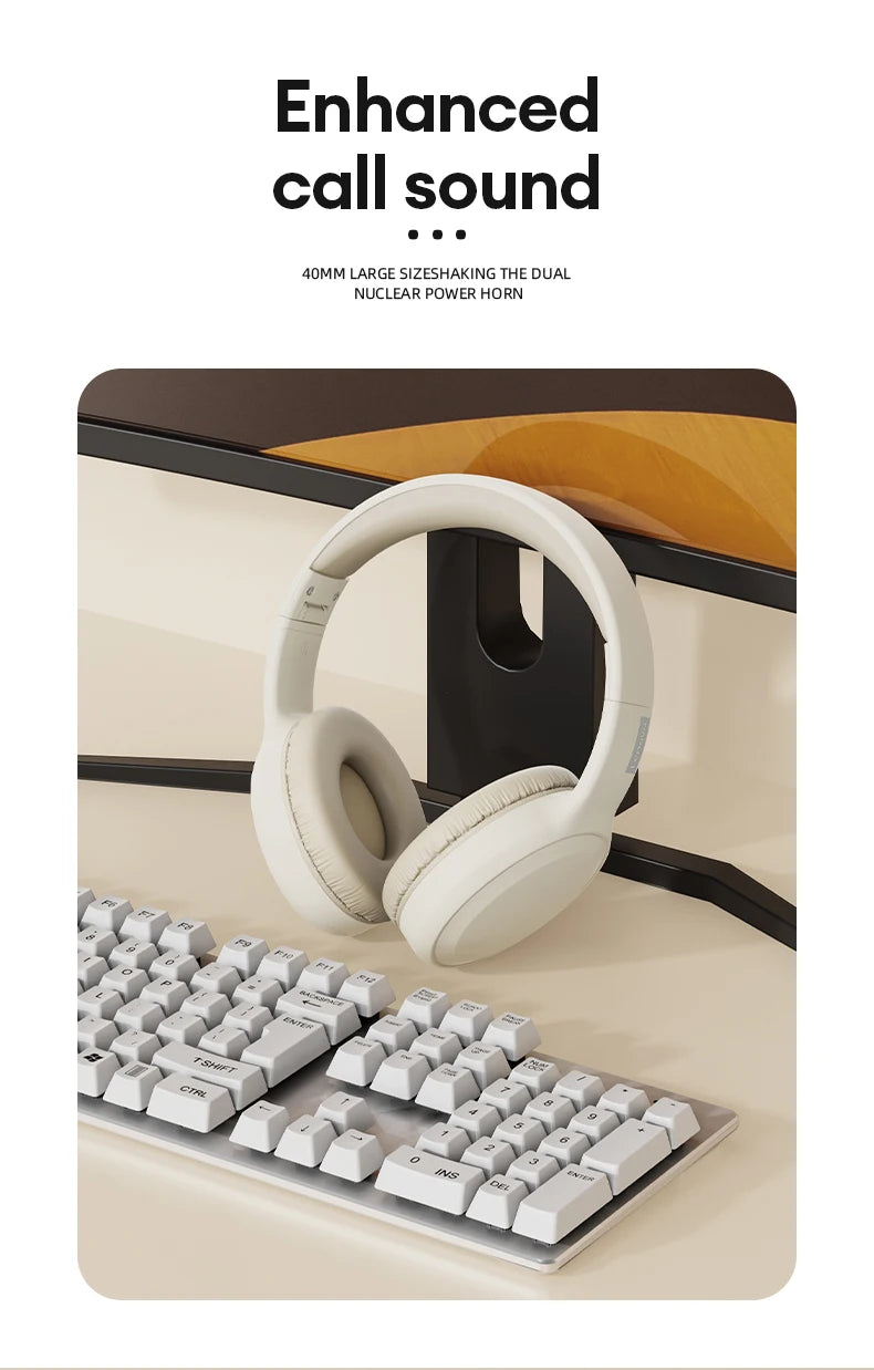 Casque Bluetooth HiFi stéréo sans fil — sport, micro, pliable, faible latence, jeu
