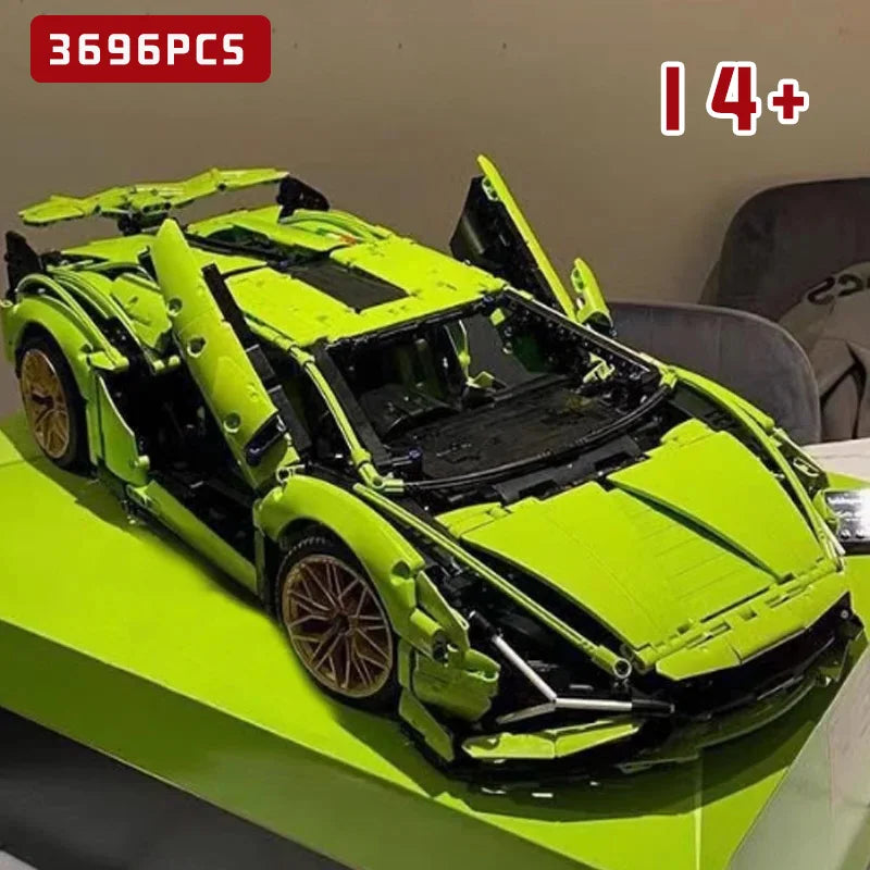 Lambo Sian - 42115 3696 building technique blocks, pieces, compatible with MOC bricks, sports car model for