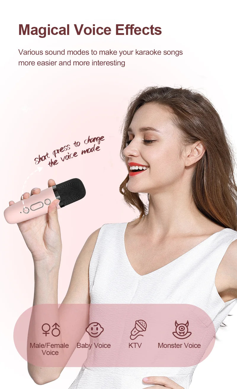 Altavoz Bluetooth inalámbrico Lenovo K1 con 2 micrófonos, máquina de karaoke con luz respiratoria para cantar en familia, regalos para niños