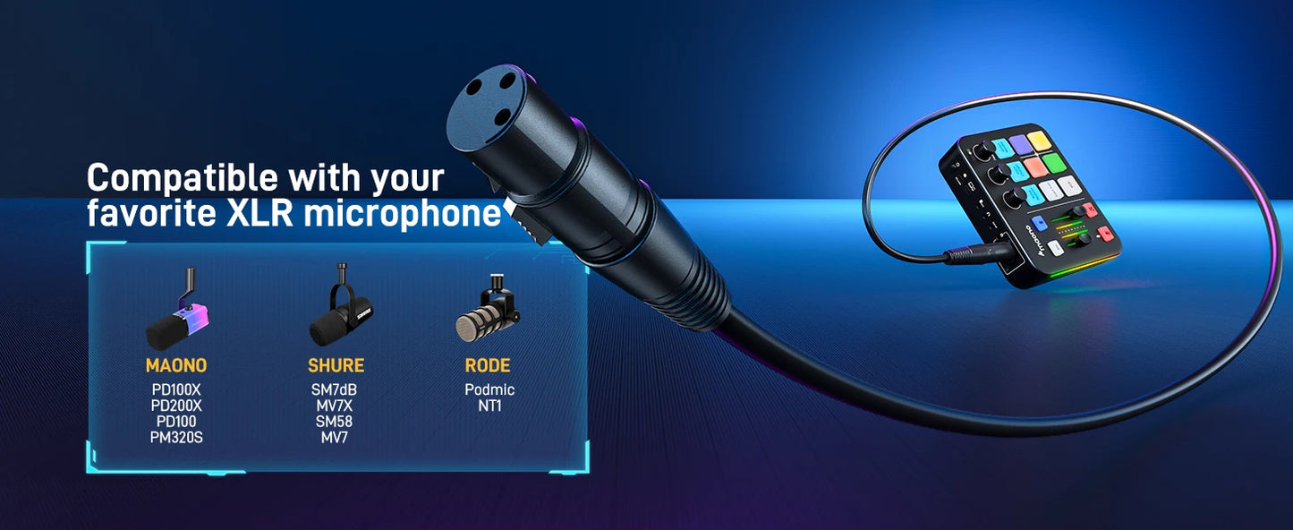 Interface Audio Gaming XLR — Effets Sonores & LED RGB Podcast & Streaming