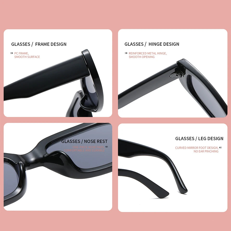 Lunettes de soleil carrées rétro vintage — petites, rectangulaires, voyage, femme