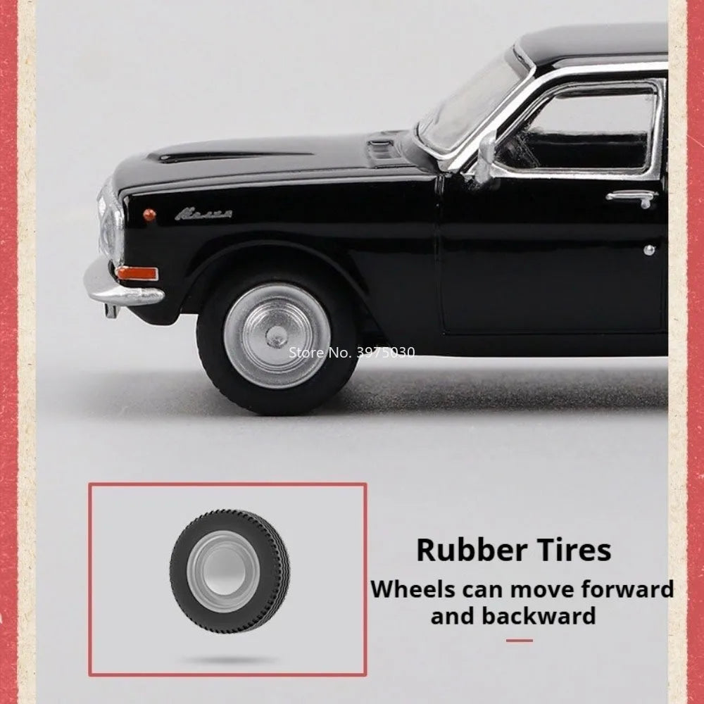 Modelos de coches de juguete GAZ-24 a escala 1:64 con ruedas, absorción de golpes, vehículos en miniatura, modelo interior simulado de coche para entretenimiento educativo infantil