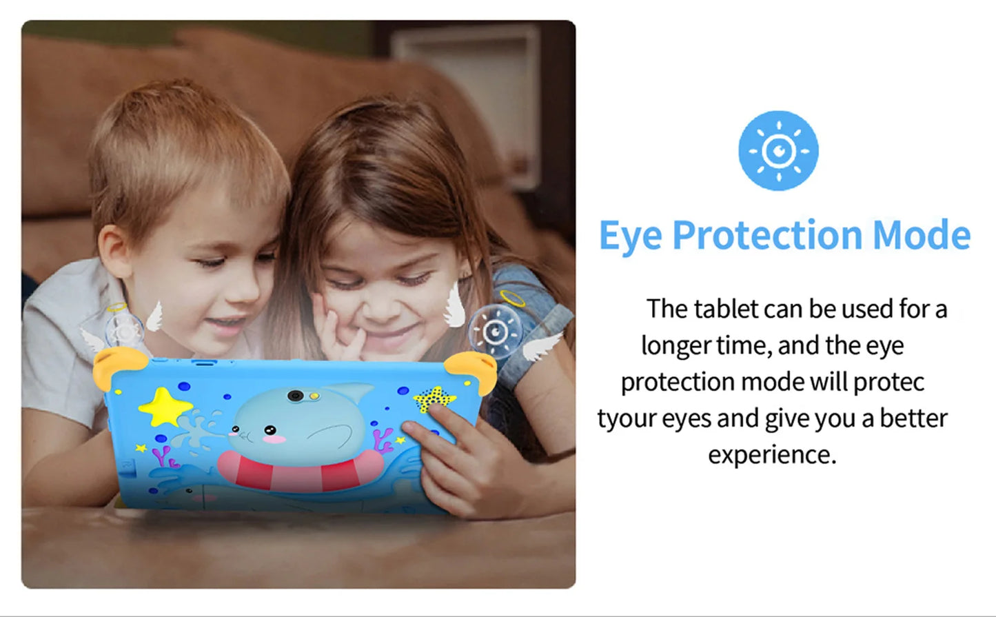 Tablette pour enfants de 7 pouces 5G avec motif de dessin animé, PC d'apprentissage et d'éducation Android avec étui à l'épreuve des enfants, tablette 4000mAh