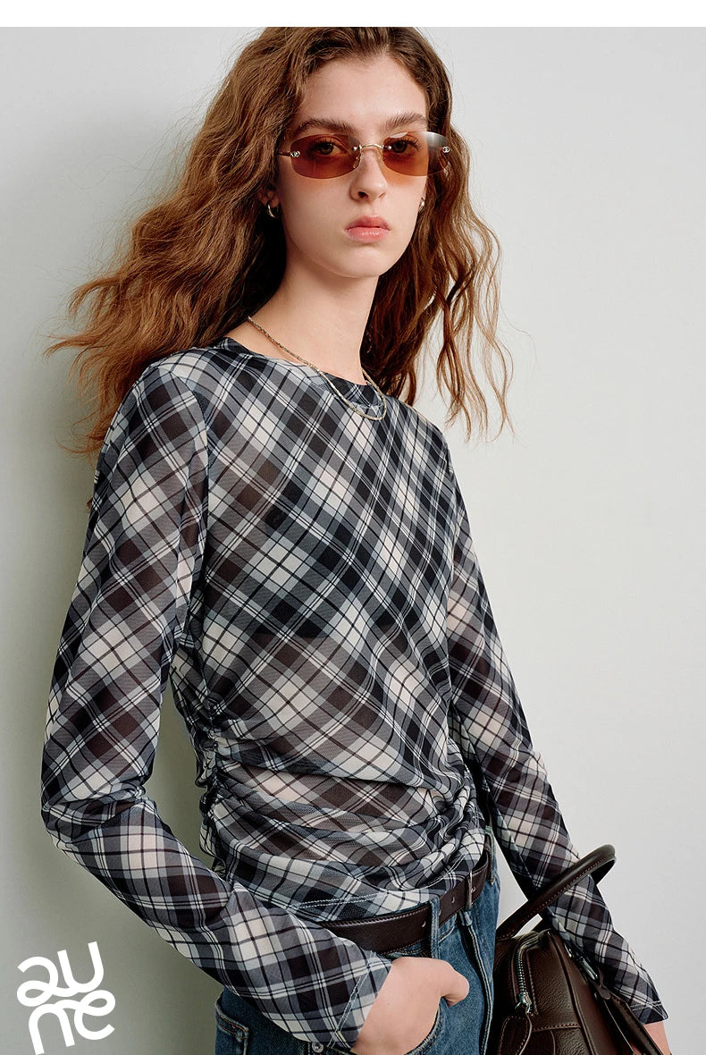 T-shirt femme en maille imprimé 2026 — printemps, taille découpée, Y2K, hauts courts