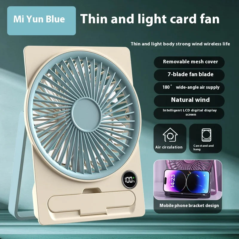 Ventilateur de table, ventilateur de chargement USB portable, ventilateur personnel mural avec affichage de la puissance, ventilateur de table ultra silencieux à 5 vitesses