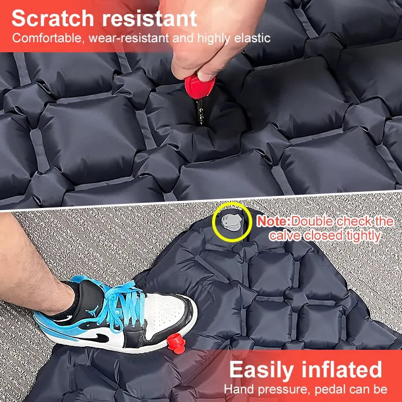 Camping en plein air Gonflable Matelas Couchage Pad Avec Oreillers Ultra Léger Air Mat Intégré Gonfleur Pompe Randonnée