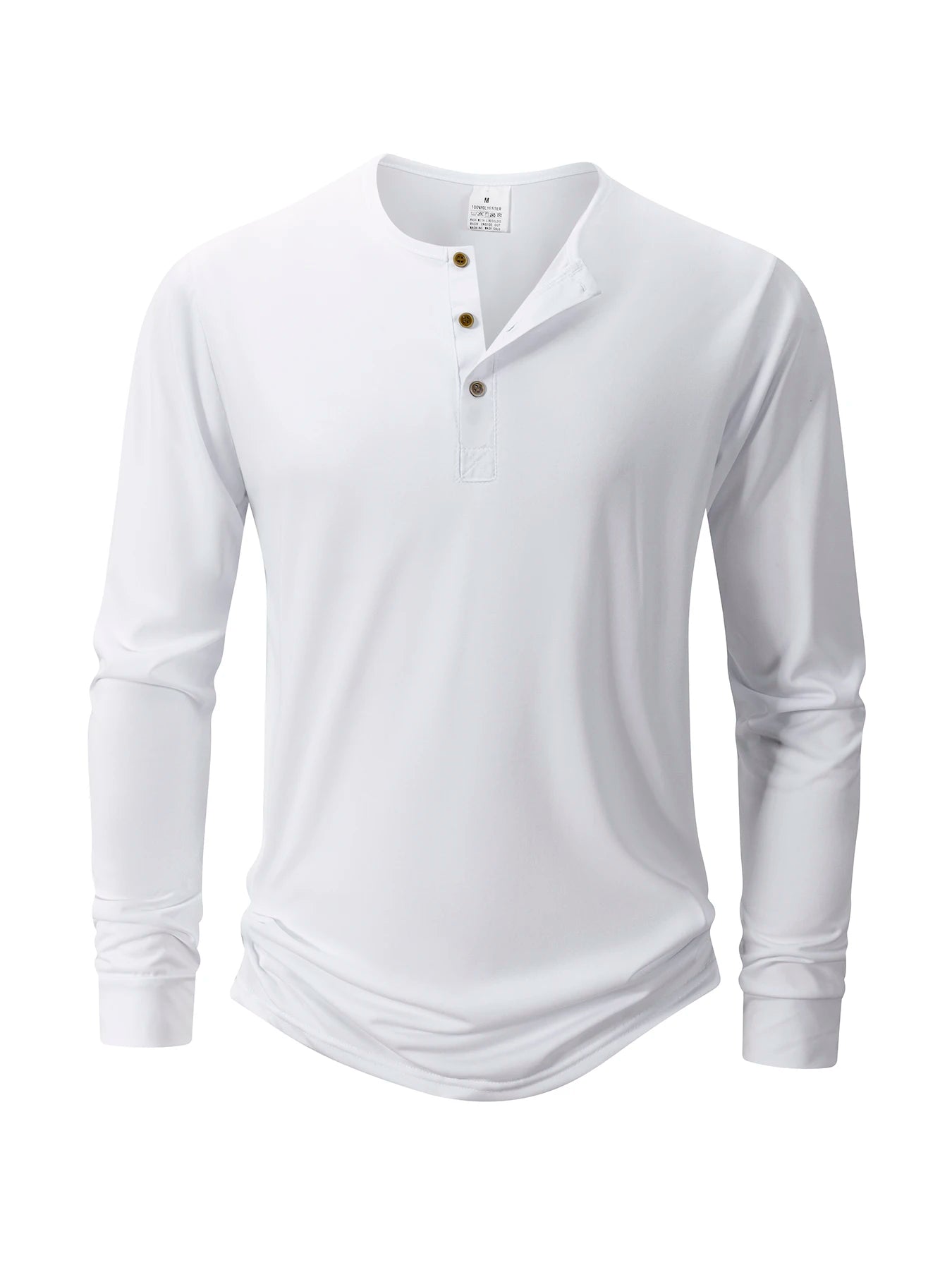 Camiseta Henley de manga larga para hombre, color liso, informal, transpirable, versátil, a la moda, ajustada, otoño