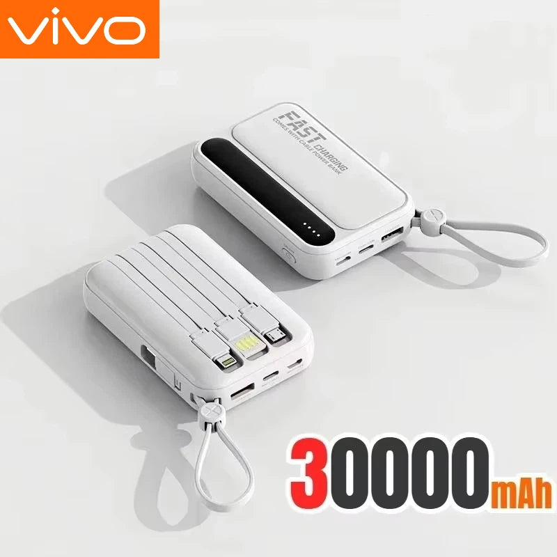 Banque d'alimentation VIVO 500000mAh, grande capacité, charge ultra-rapide, batterie externe portable, 4 câbles intégrés pour tous les téléphones