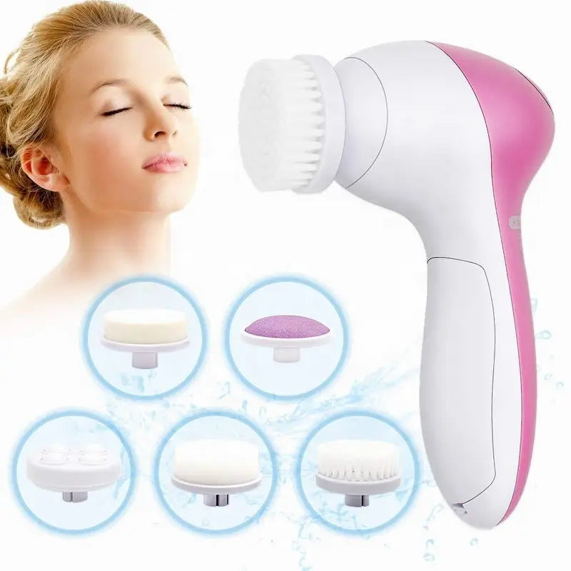 Nettoyeur Facial Électrique 5 en 1 — Brosse Nettoyage Visage Spa & Masseur