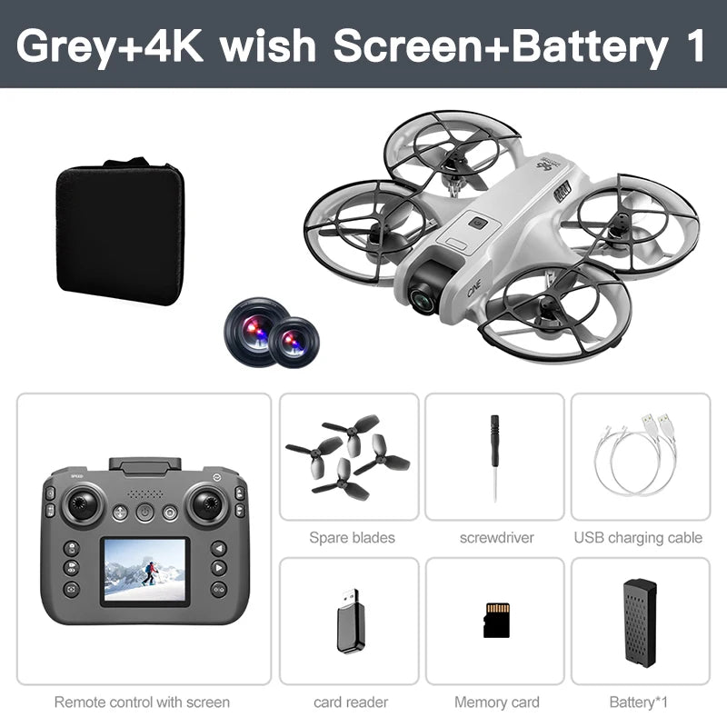 Mini drone 4K — double caméra 8K, évitement intelligent d'obstacles, quadricoptère brushless, jouet RC enfants