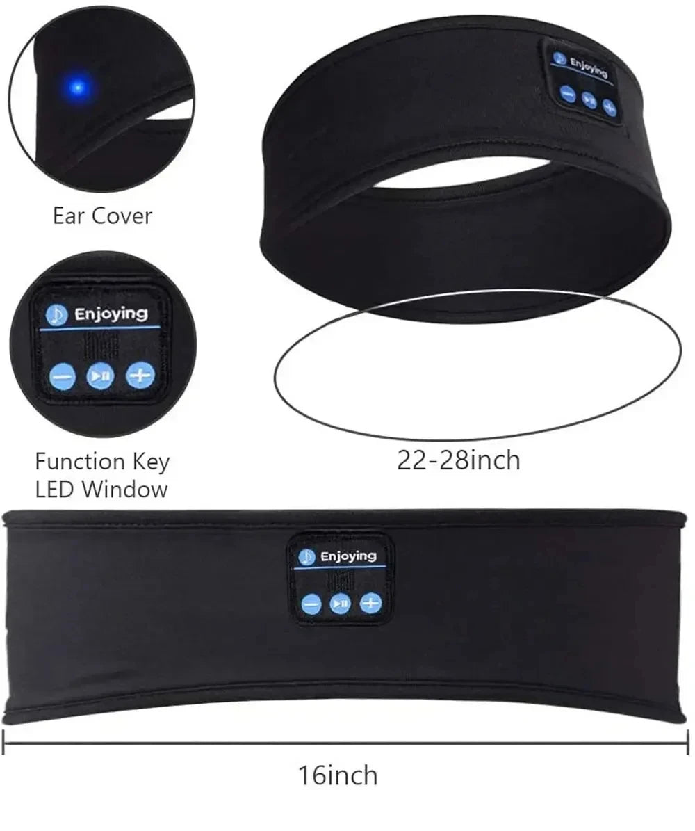Casque Bluetooth 5.0 bandeau de couchage — écouteurs sport sans fil, masque pour les yeux, musique