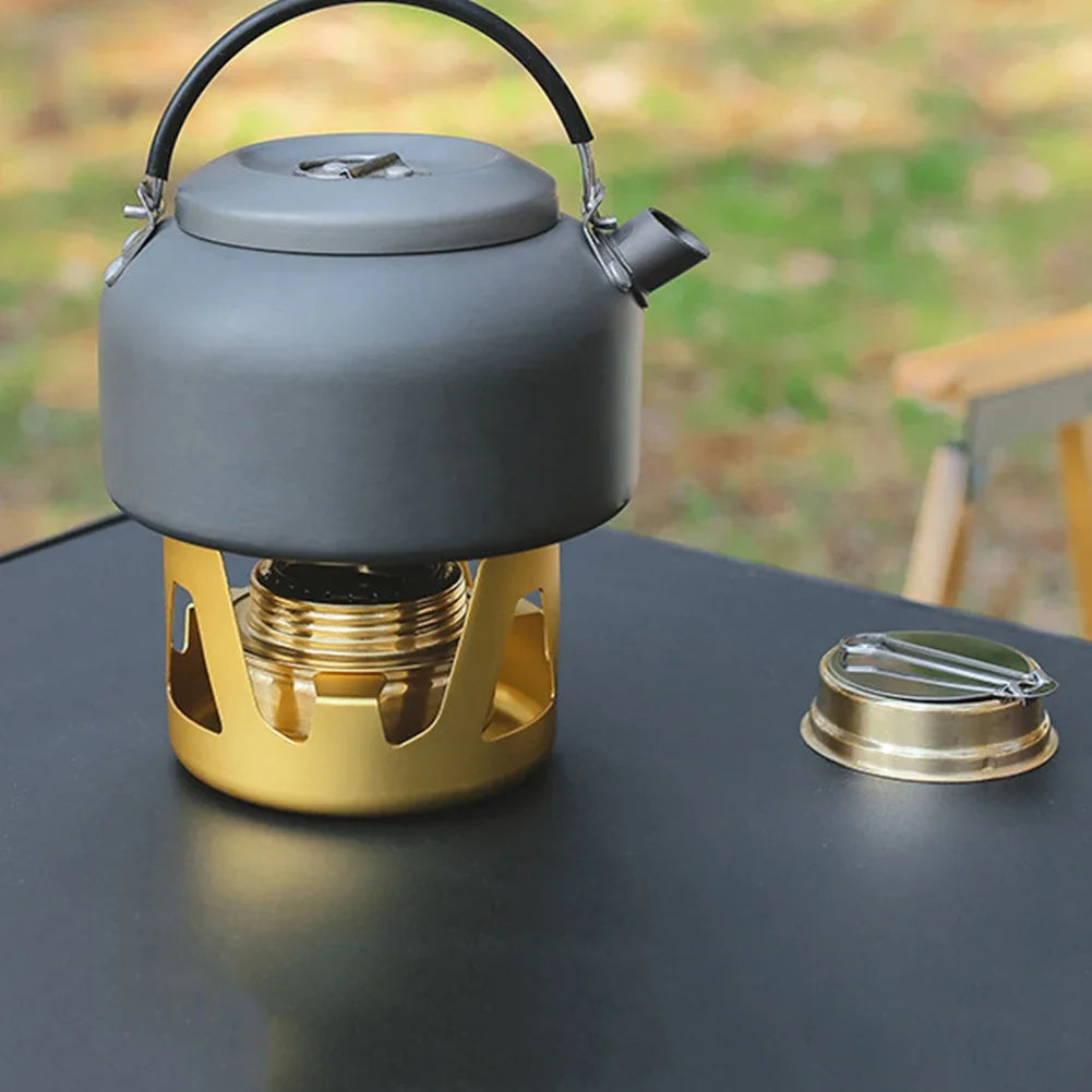 Mini poêle à alcool Portable, brûleur à puissance de feu réglable, poêle à essence, support en alliage d'aluminium, poêles de Camping en laiton ultralégers