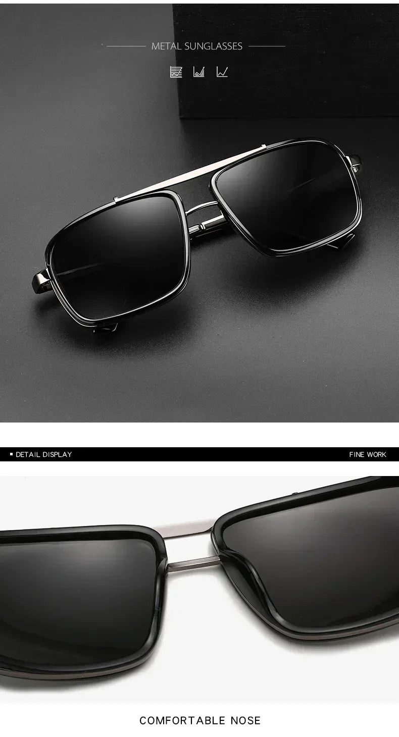 Lunettes de soleil polarisées Punk pour hommes, Vintage, mode Steampunk, carrées, pour la conduite, pour les voyages d'été, UV400