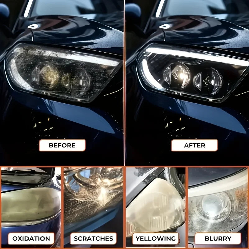 Kit de polissage de restauration de phares de voiture, dissolvant de rayures et pâte de réparation de nettoyant d'oxydation pour l'assemblage de phares