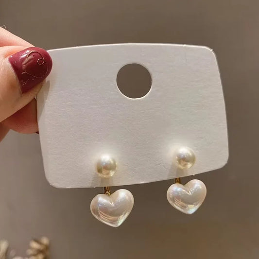 Boucles d'oreilles élégantes en forme de cœur pour femmes, Imitation de poire, coréen, Simple, bijoux de fête de mariage, cadeaux de la saint-valentin