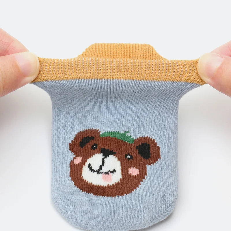 6 paires de chaussettes en coton pour enfants, motif Animal de dessin animé mignon, confortables, respirantes, antidérapantes, pour bébé
