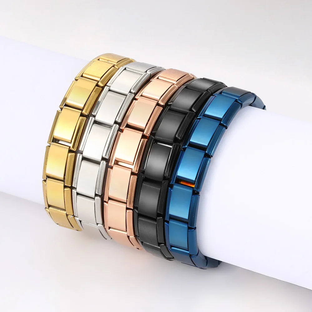 ChimSquare-Italian Stainless Steel Bracelets for Women and Men, Birthday Party Jewelry, Hiphop, Metal Skeleton, Stretch Gift